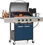 4 Burner BBQ Propane Gas Grill with Side Burner & Porcelain-Enameled Cast Iron Grates, 545 SQIN Grilling Area 42,000 BTUs BBQ