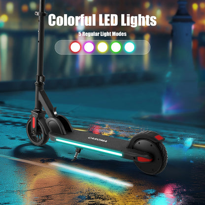 Electric Scooter for Kids Ages 6-14,180WMotor,Colorful Lights,Adjustable Height&Speed,LED Display,Foldable Scooter Idea Gift