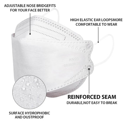 GTT 50-200Pcs Disposable Masks KN95 Fish-shaped 3D Mask Independent Packag 4-layer Filter Dust-proof Protection Mask Black White