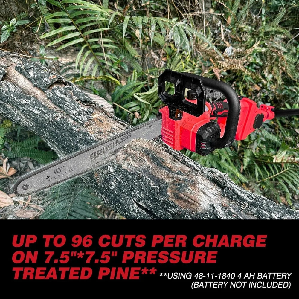 2-IN-1 Cordless 10-Inch Pole Saw And Chainsaw Compatible with Milwaukee M18 18V Battery, Total Reach of Max 15ft, Auto Oiling, E