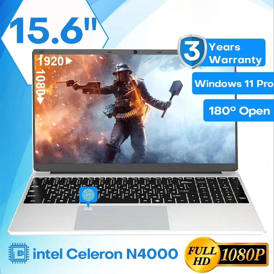 Xiaman 15.6" Ultra Slim Laptop Computer Windows 11 Laptop 16GB RAM 1TB 2TB SSD Intel Celeron N4000 HD Office Study Notebook PC