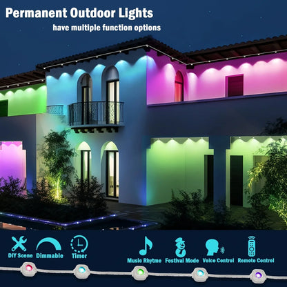 MIMIRGB Eaves Lights Permanent Outdoor LED Light String Strip APP Smart DlY Auto Scene Lighting Effects Christmas Holidays Decor