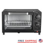 1050W 4-Slice Toaster Oven with 3 Settings Adjustable Timer Bake Broil Toast Space-Saving Design Includes Baking Rack Pan Easy