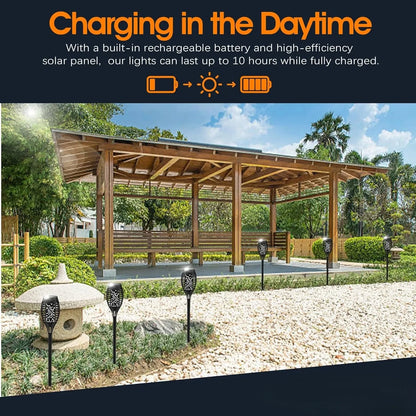 Solar Outdoor Lights,12LED Solar Tiki Torches with Flickering Flame, IP65 Waterproof Mini Torch Lights Auto On/Off for Garden