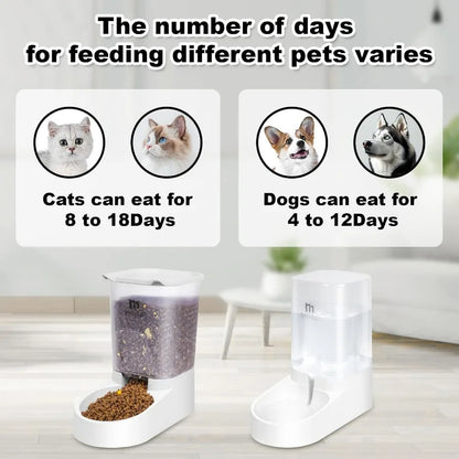Automatic Gravity Pet Feeder and Water Dispenser Set for Small to Medium Dogs and Kittens 1 Gallon 3.8L Capacity Durable MultiF