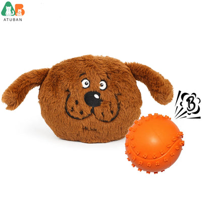 ATUBAN Dog Interactive Toys 2in1 Dog Plush Squeaky Small Balls Pet Toys Halloween Xmas for Small Medium Large Dogs,Blue Monster