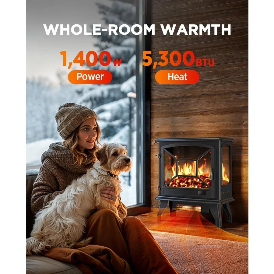 Electric Fireplace Heater for Living Room and Bedroom with Quick Heating Portable Design App and Remote Control 24Inch Corner E