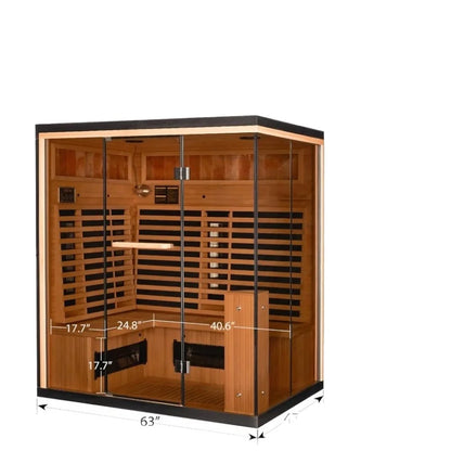 EROMMY Infrared Home Sauna, 3-4 Person with Himalayan Salt Panel & 10 Min Warm-up  & 10 Minutes Warm-up System Freestanding Home