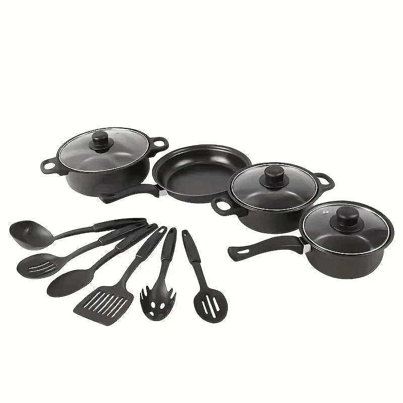 13PCS Nonstick Cookware Set Induction Compatible Pots and Pans with Frying Pan & Utensils for Kitchen and Outdoor Cooking