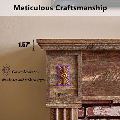 43" Electric Fireplace with Mantel, Electric Fireplace Heater, TV Stand w/Freestanding Electric Fireplaces, Stacked Stone Surrou