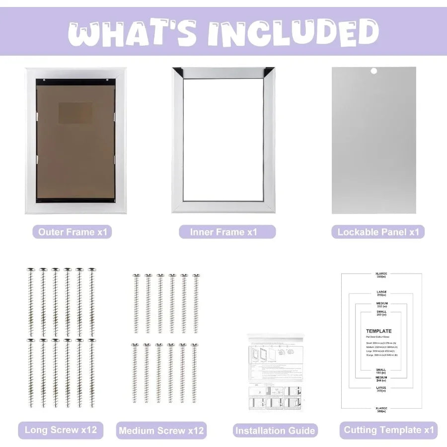 Durable Pet Door with Aluminum Frame and Automatic Closing Magnetic Flap for Large Dogs and Pets Ideal for Interior and Exterio