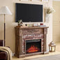 43" Electric Fireplace with Mantel, Electric Fireplace Heater, TV Stand w/Freestanding Electric Fireplaces, Stacked Stone Surrou