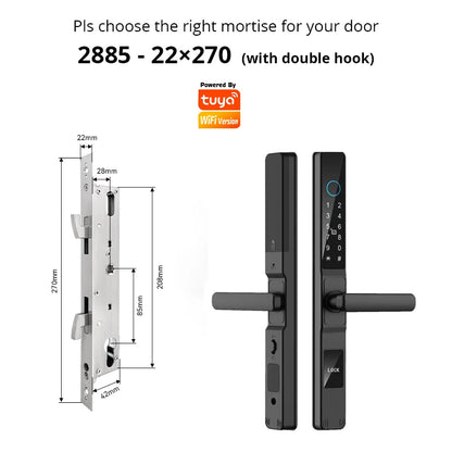 TUYA WIFI Waterproof Outdoor Fingerprint Lock APP RFID Card Password Keyless Smart Electronic Door Lock Aluminum/Glass Sliding