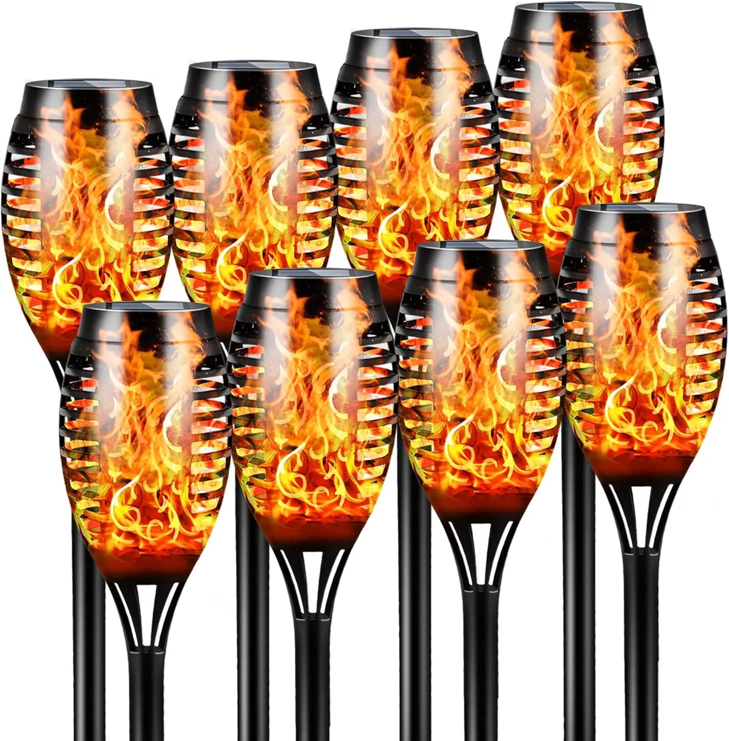 Solar Outdoor Lights,12LED Solar Tiki Torches with Flickering Flame, IP65 Waterproof Mini Torch Lights Auto On/Off for Garden
