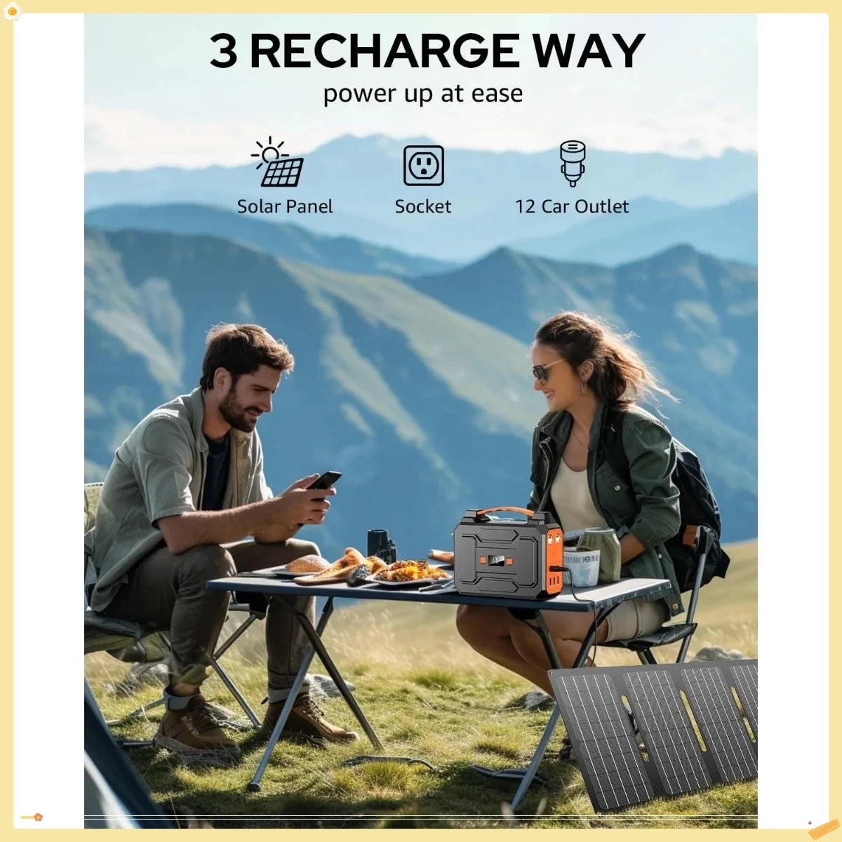 146Wh Off-Grid Solar Generator, 200W Peak with 40W Panel for Camping, Outdoor Adventure, RV & Travel