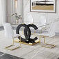 Modern Dining Table Set for 4 ，5 Piece Dining Table Chairs Set for 4,Glass Table Top and MDF Base，Rectangular Dining Room Table