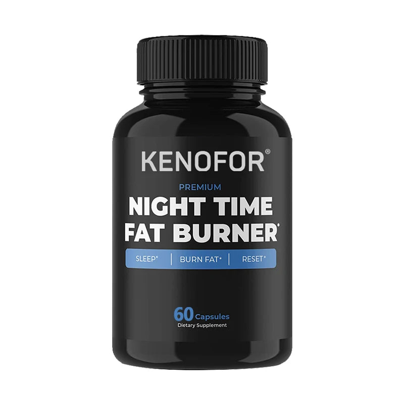 Night Time Fat Burner Supplement for Belly Fat Reduction Metabolic Cleansing Sleep Aid Appetite Suppression Unisex L-Carnitine 60 Capsules