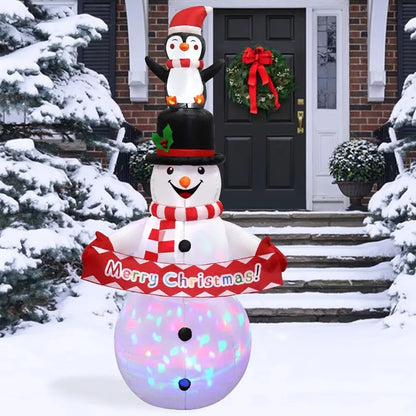 6FT Christmas Snowman Inflatable Decoration with Rotating LED Lights for Outdoor Holiday Party Patio Garden Lawn and Yard Decor