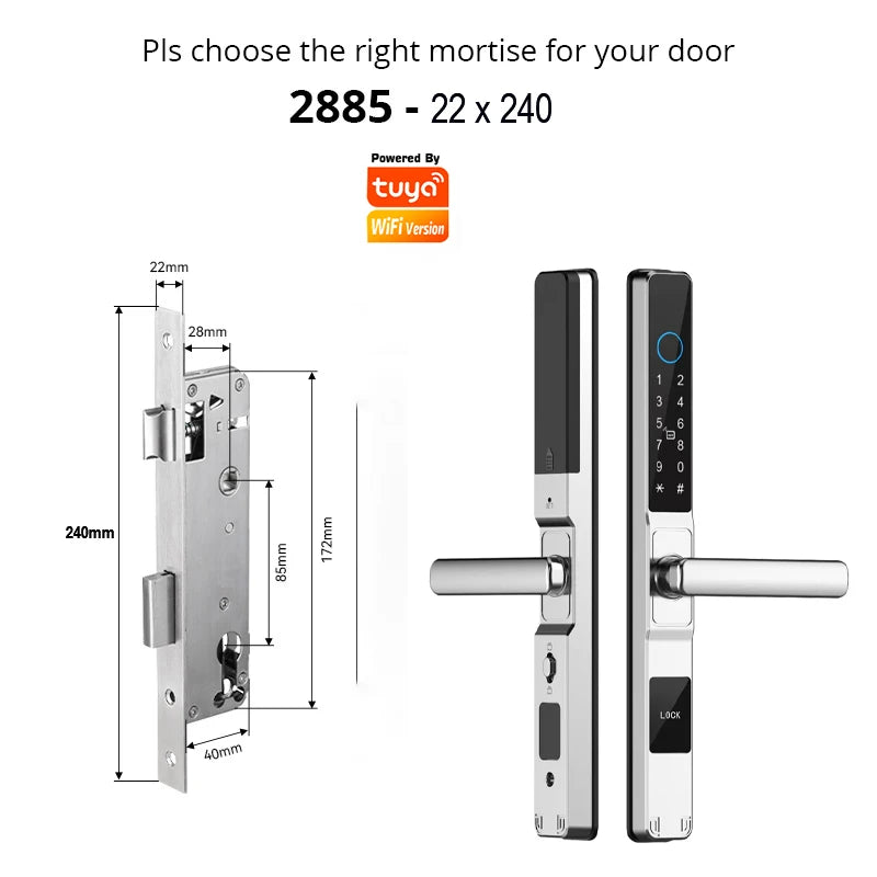 TUYA WIFI Waterproof Outdoor Fingerprint Lock APP RFID Card Password Keyless Smart Electronic Door Lock Aluminum/Glass Sliding