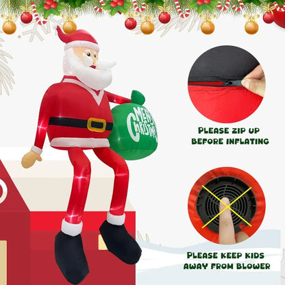 15FT Christmas Inflatable Outdoor Decoration Climbing Santa Giant Christmas Inflatables with LED Lights for Lawn Yard Xmas Deco
