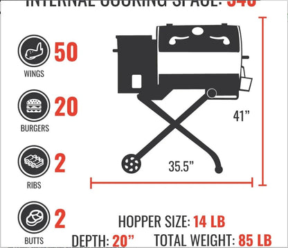 Portable Pellet Grill, Electric Pellet Smoker Grill, BBQ Grill, Outdoor Grills & Smokers, Wood Pellets, Portable Grill, Sear, Sm