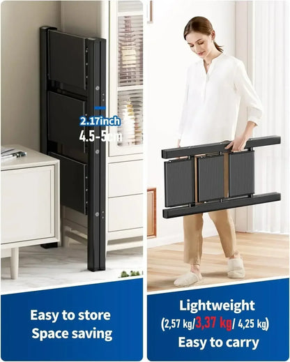 Step Ladder Aluminum Folding Step Stool W/ Wide Anti-Slip Pedal Home Office Lightweight Portable Stepladder (Silver,black)