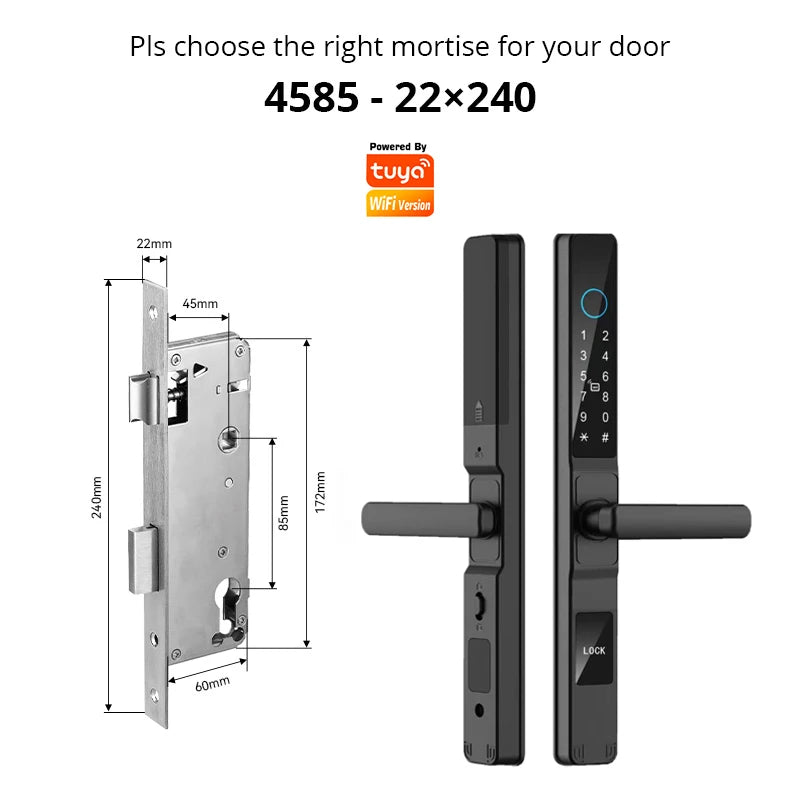 TUYA WIFI Waterproof Outdoor Fingerprint Lock APP RFID Card Password Keyless Smart Electronic Door Lock Aluminum/Glass Sliding