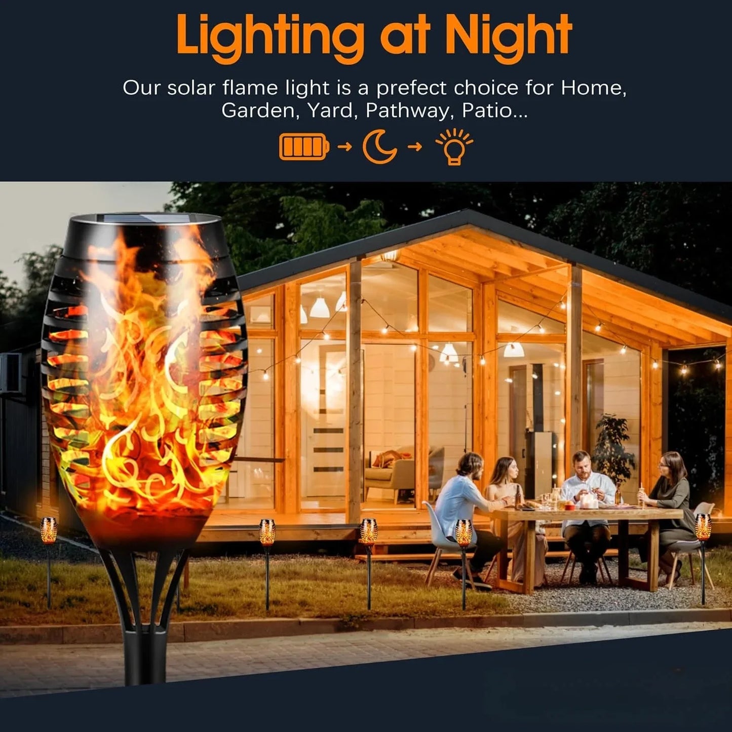 Solar Outdoor Lights,12LED Solar Tiki Torches with Flickering Flame, IP65 Waterproof Mini Torch Lights Auto On/Off for Garden