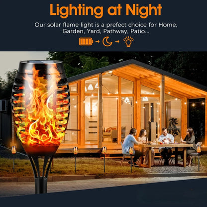 Solar Outdoor Lights,12LED Solar Tiki Torches with Flickering Flame, IP65 Waterproof Mini Torch Lights Auto On/Off for Garden