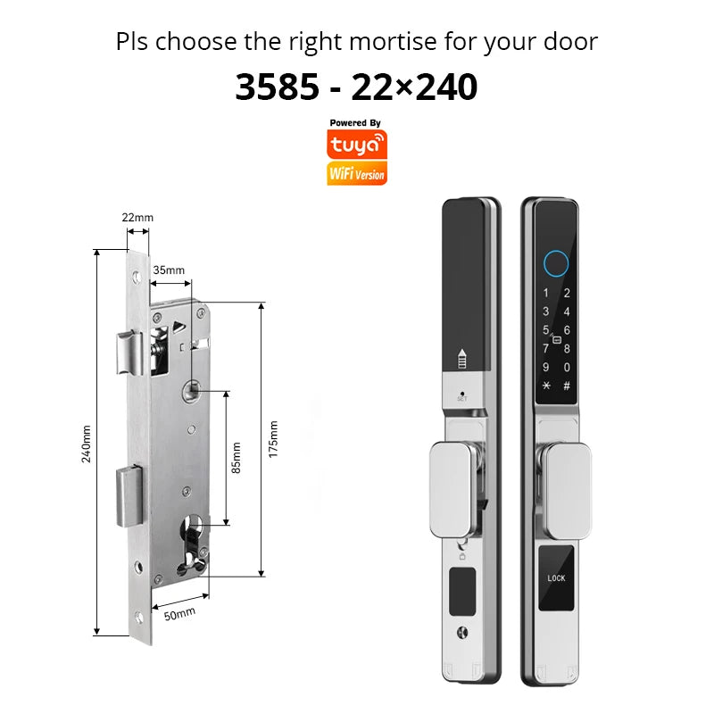 TUYA WIFI Waterproof Outdoor Fingerprint Lock APP RFID Card Password Keyless Smart Electronic Door Lock Aluminum/Glass Sliding