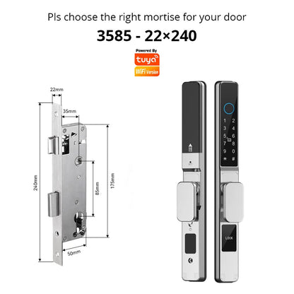 TUYA WIFI Waterproof Outdoor Fingerprint Lock APP RFID Card Password Keyless Smart Electronic Door Lock Aluminum/Glass Sliding