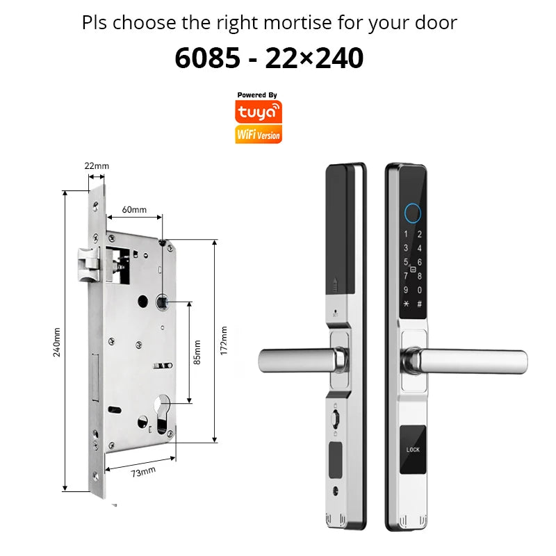 TUYA WIFI Waterproof Outdoor Fingerprint Lock APP RFID Card Password Keyless Smart Electronic Door Lock Aluminum/Glass Sliding