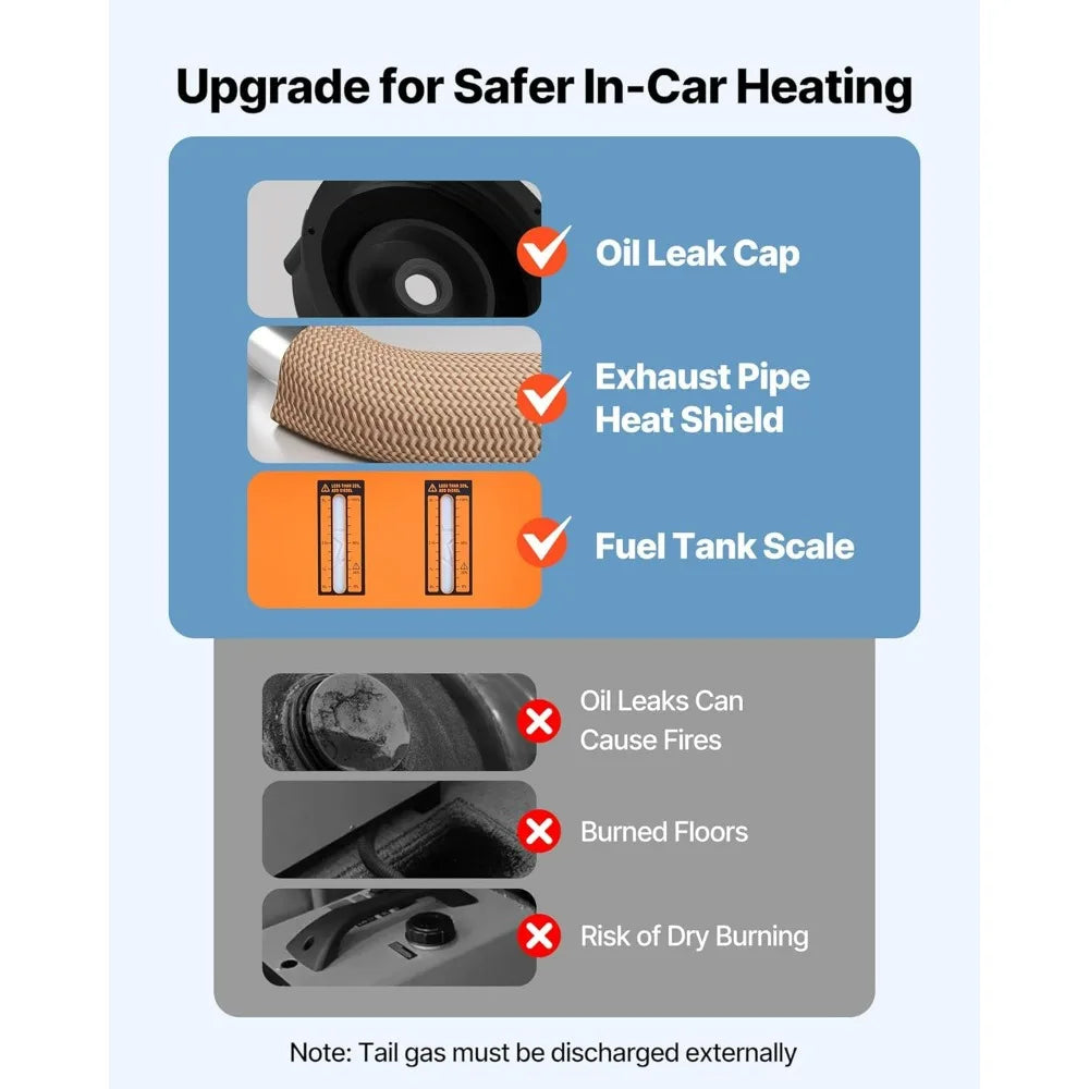 8KW VEVOR Diesel Air Heater, All-in-One, Compatible with DC12-24V, Remote Controlled, Color Display, Efficient Low-Temperature H