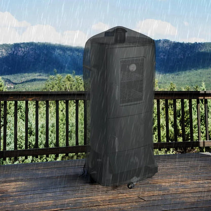 Propane Smoker with Cover, Vertical Smoker Grill with Temperature Control Outdoor Heavy Duty Three Removable Smoking Shelves, Bl