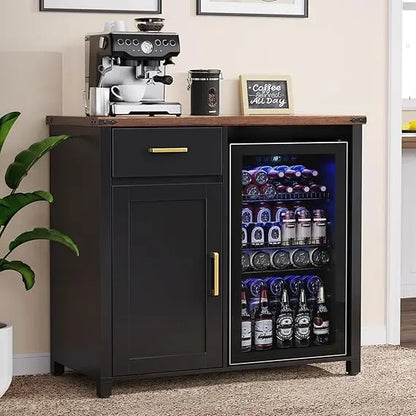 Coffee Bar with Mini Fridge Space Liquor Wine Cabinet Stand for Dorm Kitchen Office 394 Inch Width 209 Depth Modern Storage