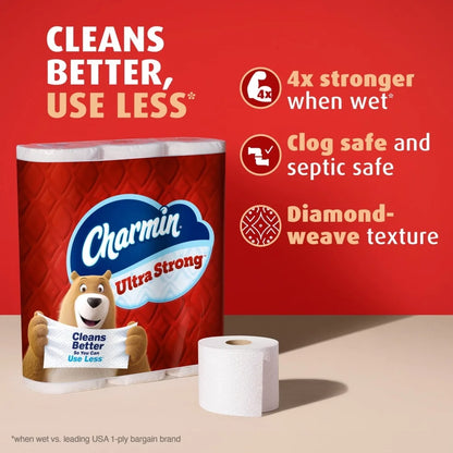 Ultra Strong Toilet Paper 4 Mega XL Rolls 330 Sheets 2 Ply Diamond Weave Texture Clog-Free Septic Safe Unscented 24 Regular