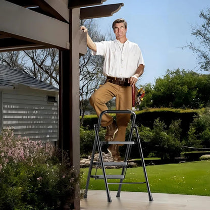 Portable 3-Step Folding Ladder with Wide Anti-Slip Treads, Lightweight Step Stool for Adults