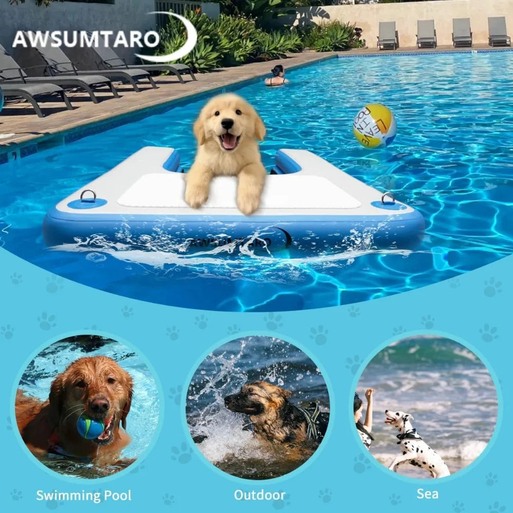 Inflatable Dock, Load-Bearing 200 pounds, Dog pet ramp, Suitable for Swimming Pools, Boat Docks, Lakes, Beach use Water Sports P