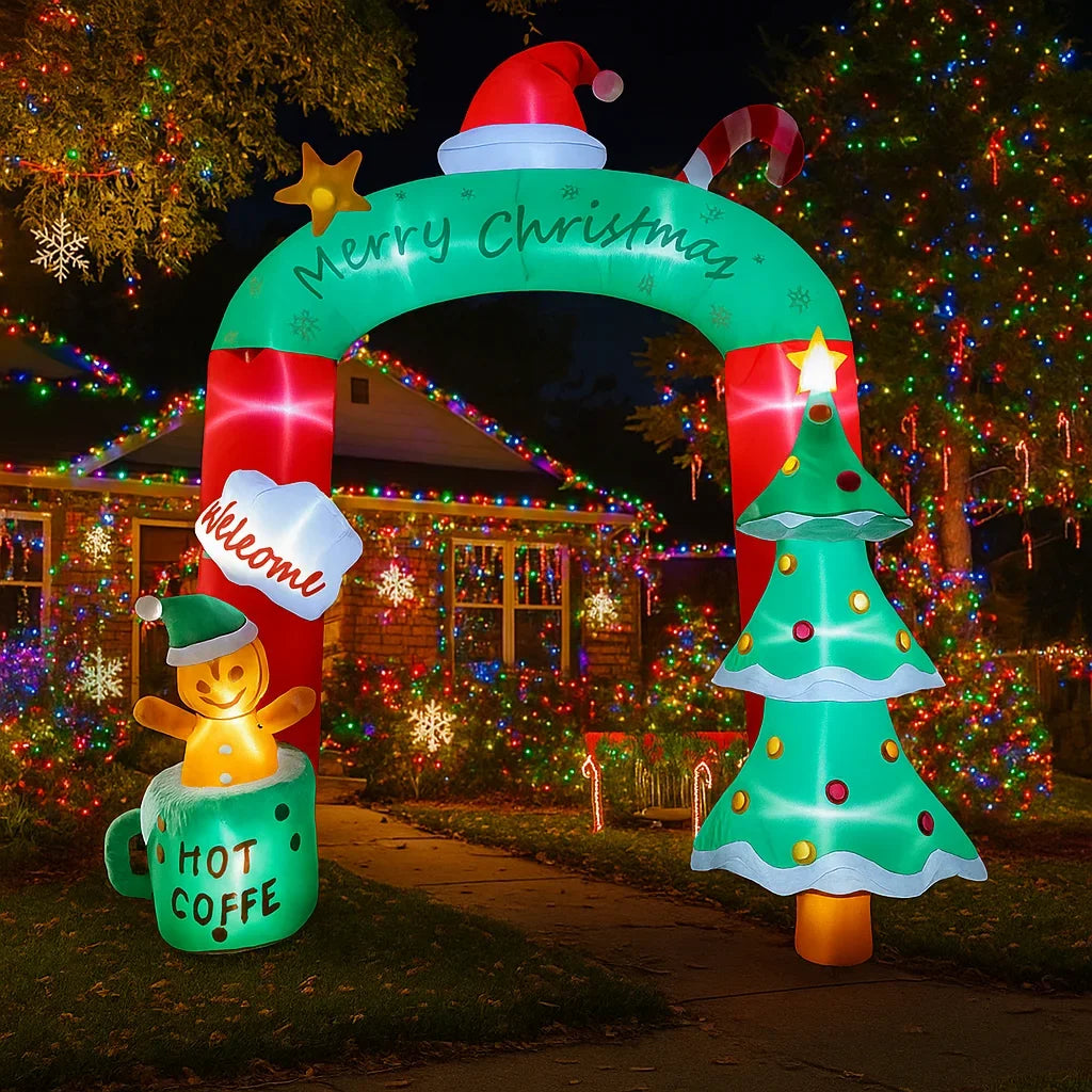 Inflatable Christmas tree arch with gingerbread man Decorations Toys home Yard Xmas ornaments with LED Decor christmas gift