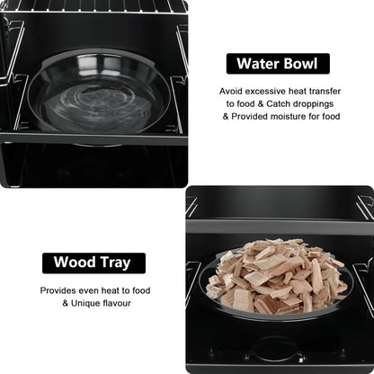 Propane Smoker with Cover, Vertical Smoker Grill with Temperature Control Outdoor Heavy Duty Three Removable Smoking Shelves, Bl