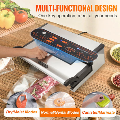 SucceBuy Commercial Vacuum Sealer Machine Multifunction Automatic Food Packaging with Bag Roll Storage Cutter for Home Kitchen