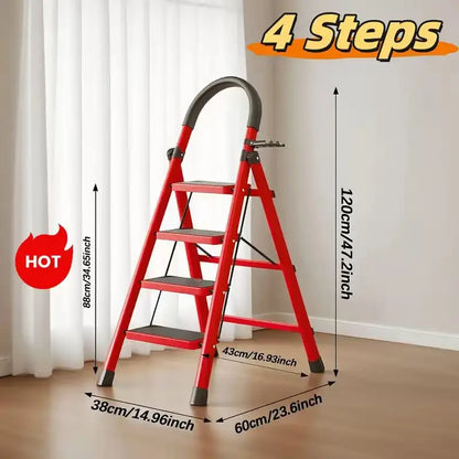 durable 3-4-5 step folding ladder with anti slip pedals,lightweight, industrial grade,space saving,high-capacity