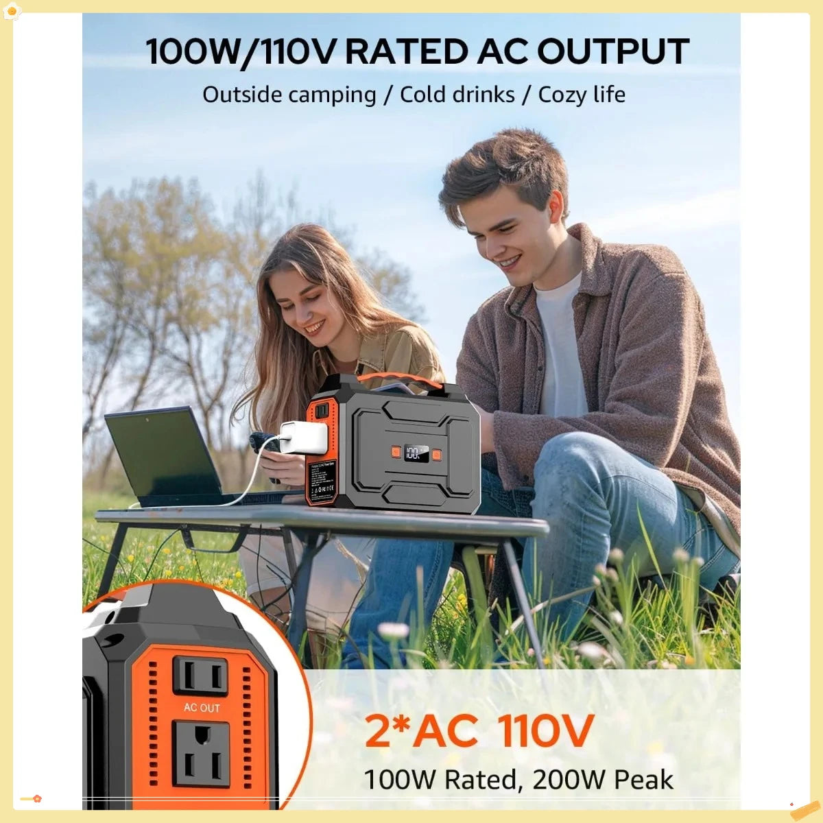 146Wh Off-Grid Solar Generator, 200W Peak with 40W Panel for Camping, Outdoor Adventure, RV & Travel