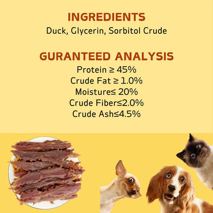 200g/400g(7.05oz/14.1oz) Duck Jerky Dog Treats For Small, Medium, Large Dog, Made With Real Pure Duck - Healthy