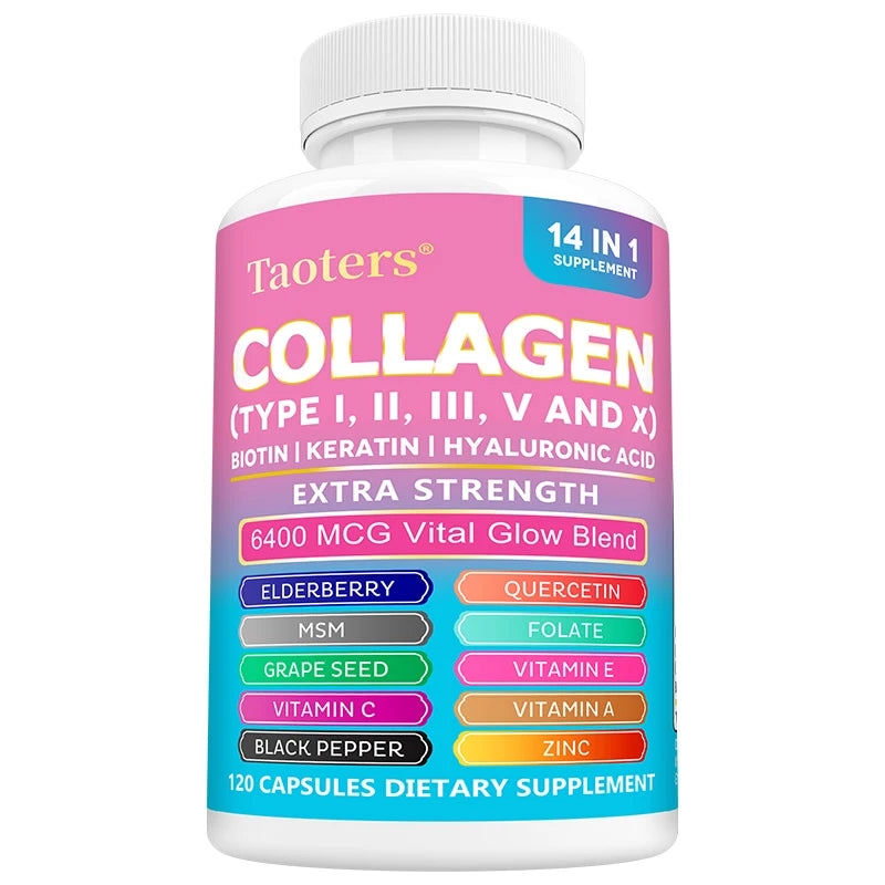 Collagen Types I, II, III, V and X - Biotin, Capillary Vitamin, Hyaluronic Acid - Supports Skin, Hair, Nails and Joints