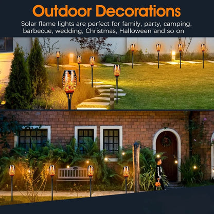 Solar Outdoor Lights,12LED Solar Tiki Torches with Flickering Flame, IP65 Waterproof Mini Torch Lights Auto On/Off for Garden