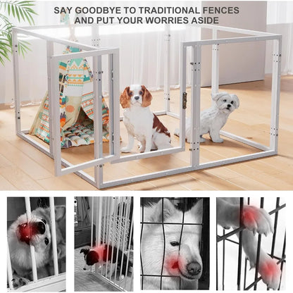 Acrylic Dog Play Pen Indoor - 39 Inch 8-Panel Pet Enclosure for Small Dogs & Cats, Outdoor Use with Door, Easy Assemble