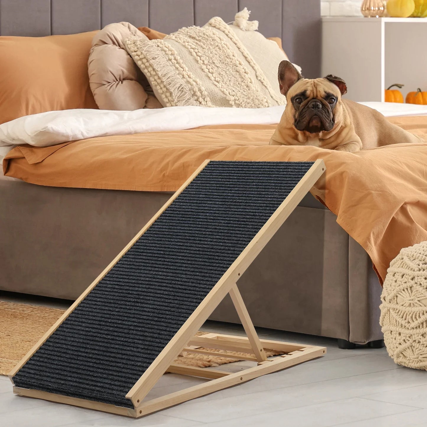 Large Dog Pet Ramp Stairs with Adjustable Height for Bed Couch Car Truck SUV, Foldable Dog Ramp for Small