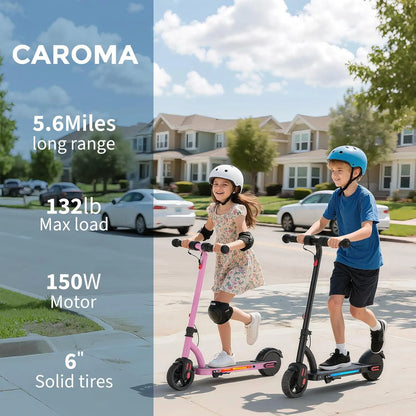Electric Scooter for Kids Ages 6-12,150W Motor,Colorful Lights,Adjustable Height&Speed,LED Display,Foldable scooter for Kids