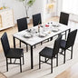 7 Piece Dining Table Set for 6 with Chairs of Velvet Foam, Faux Marble Kitchen Dining Table Set for Small Space, Living Room, A